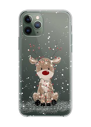 Прозорий чохол на iphone 12 / 12 pro олень новий рік (принт 429)