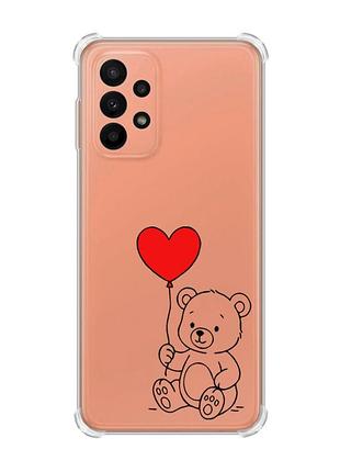 Чохол з потовщеними кутами на samsung galaxy a23 ведмежатко з сердечком (принт 431)