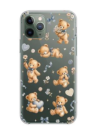 Прозорий чохол на iphone 12 / 12 pro плюшеві ведмежата (принт 430)
