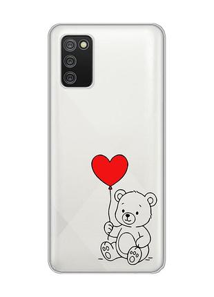Прозорий чохол на samsung galaxy a02s ведмежатко з сердечком (принт 431)