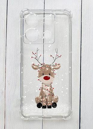 Чохол з потовщеними кутами на xiaomi redmi note 13 pro 5g олень новий рік (принт 429)