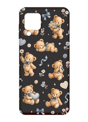 Матовий чорний чохол на samsung galaxy m32 / a22 / m22 4g плюшеві ведмежата (принт 430)