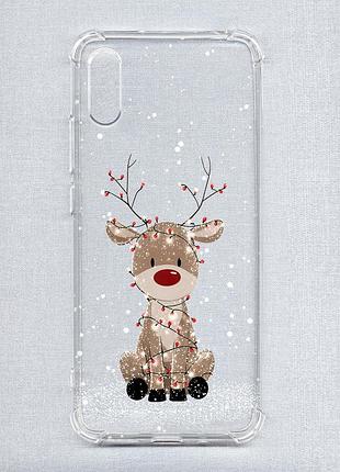 Чохол з потовщеними кутами на xiaomi redmi 9a олень новий рік (принт 429)