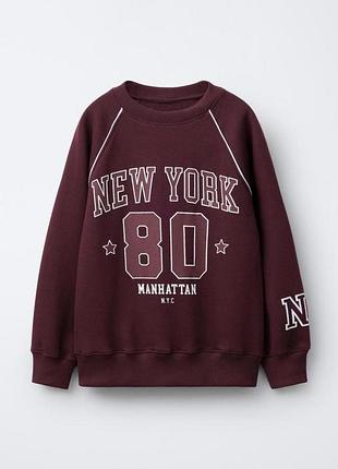 Детский теплый свитшот для девочки zara 122 см бордовый (26021911a)