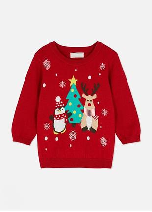 Детский новогодний джемпер primark 86 см красный (25101070)