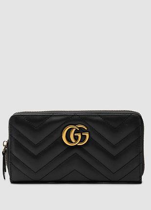 💵 gucci gg marmont zip-around long wallet black matelasse
