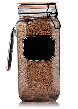 Ємність д/сипучих продуктів з бамбук кришкою, дошкою д/написів 1,8л тм snt