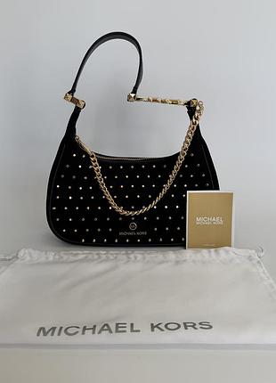 Оригінальна сумка michael kors piper studded, чорна замшева