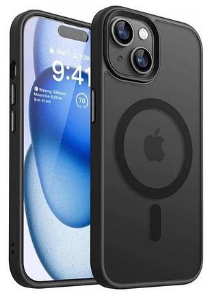 Черный маторый чехол на iphone 14 с magsafe