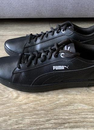 Чорні кеди puma smash р.37,5 кросівки шкіряні пума