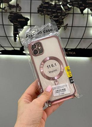 Чохол-накладка magsafe iphone 11 зі шнурком,чохол із підтримкою magsafe для iphone 11 (рожевий)
