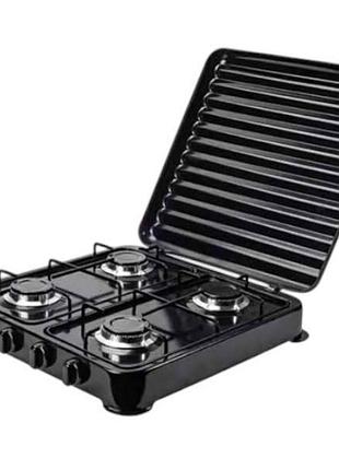 Плита газова настільна на 4 конфорки емальована з кришкою sokany sk-6004 top shop ua_