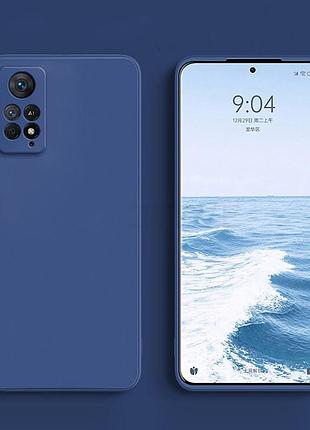 Матовый чехол на xiaomi redmi note 11 синий микрофибра