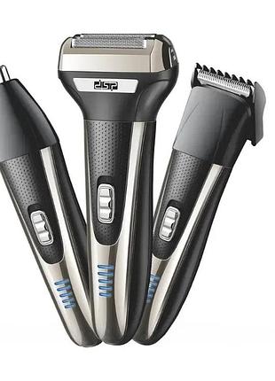 Электробритва + триммер dsp 60090, 3 в 1, аккумуляторная, с usb-зарядкой