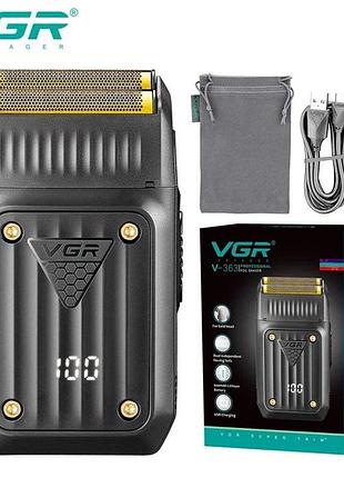 Електробритва vgr v-363, сіткова, з led-дисплеєм, usb-c, ipx7
