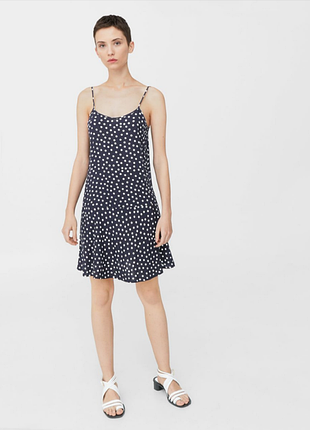 24 /коротка 130623 //mango- basics сукня сарафан в горох коротка сукня// m