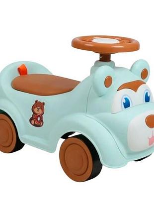 Толокар joy ry-83116 мишка со звуками, подсветкой и багажником голубой