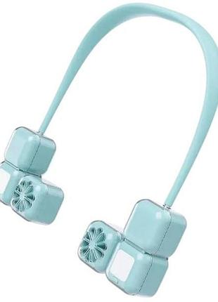 Вентилятор на шею с подсветкой ice cube hanging neck fan and ly-955 голубой