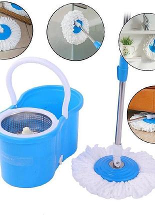 Турбо швабра з відром spin mop 360 10 л блакитня