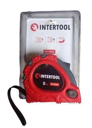 Рулетка intertool 5 м х 19 мм супер-магнит (mt-0305)