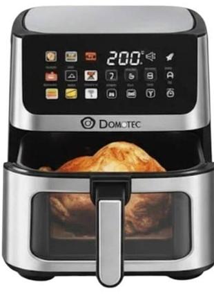 Воздушная фритюрница аэрогриль 12л 4500w domotec ms 3224 черная с серым top shop ua_