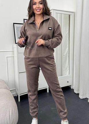 Костюм женский спортивный замш на ​​дайвинге кофта стойка молния + штаны (45/192)