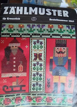 Винтажный буклет со схемами для вышивки крестом «zählmuster für kreuzstich» (