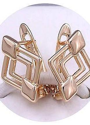 Сережки медзолото xuping jewelry 18k. 1,7 см.