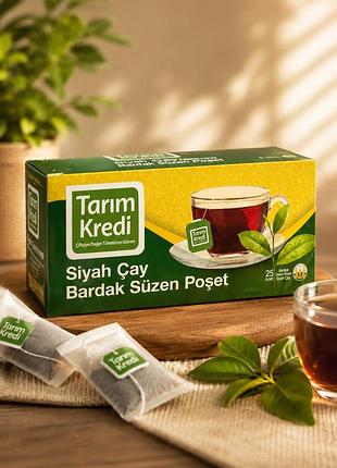 Чорний чай tarım kredi siyah çay bardak süzen poşet, 25 пакетиків