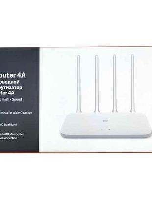 Wi-fi роутер mi 4a wi-fi 1200мбит/с/2xlan/1xwan/802.11ac/2.4 ггц/5 ггц/4 антени/память 64мб тм xiaomi