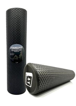 Масажний ролик easyfit ef-2032-bk, eva-піна, чорний, 60×15 см - для йоги, фітнесу, реабілітації