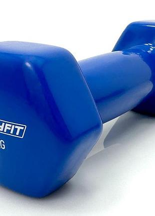 Гантель для фітнесу easyfit ef-0015-bl, вінілова, шестикутна, 1,5 кг, синя (1 шт.)