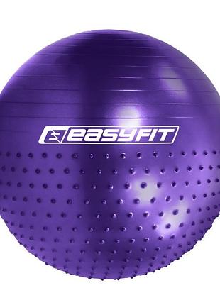 М'яч для фітнесу (фітбол) напівмасажний easyfit hybrid ef-3011-v, ø65 см, для зросту 165-180 см,фіолетовий