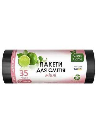 Пакеты для мусора 30шт 35л «мецинные» (супер черные) тм sweet home
