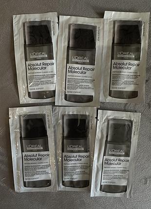 Незмивна маска для молекулярного відновлення l'oreal absolut repair molecular leave-in mask 10 мл