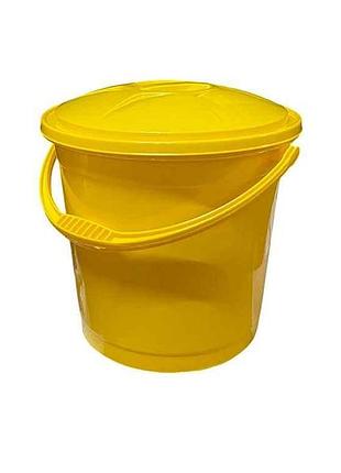 Відро пл. харчове 12л з кришкою жовте тм r-plastic
