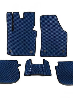 Килимки eva (синій) 5 шт, передні та задні (для maxi, 1 зсувні двері) для volkswagen caddy 2004-2010 рр