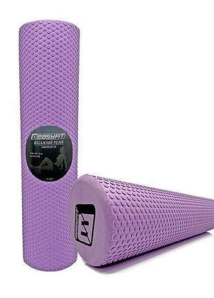 Масажний ролик easyfit ef-2032-v, eva-піна, фіолетовий, 60×15 см - для йоги, фітнесу, реабілітації