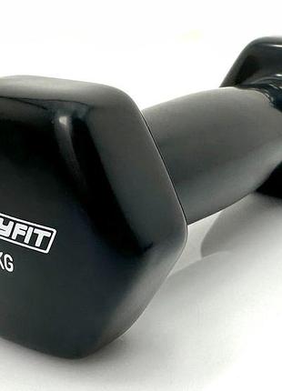 Гантель для фитнеса easyfit ef-0005-bk, виниловая, шестигранная, 0,5 кг, чёрная (1 шт.)