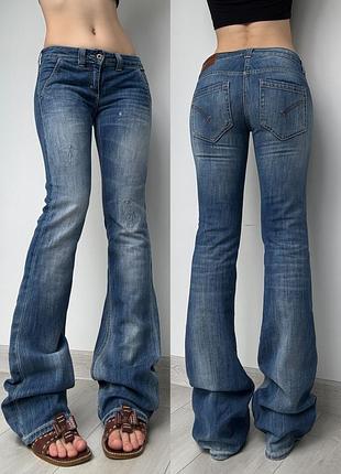 Джинсы синие голубые 36 s низкая талия посадка bootcut flared клёш y2k винтаж vintage