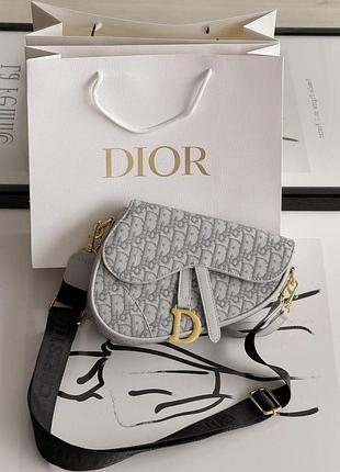 Жіноча сумка dior saddle bag чорно-сіра — стильна брендова сумка