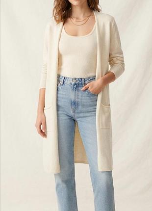 Стильный длинный кардиган zara молочный меланж ✨