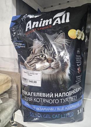 Силикагелевый наполнитель для кошачьего туалета animall из серии "голубой аквамарин". силикагель энимал синий