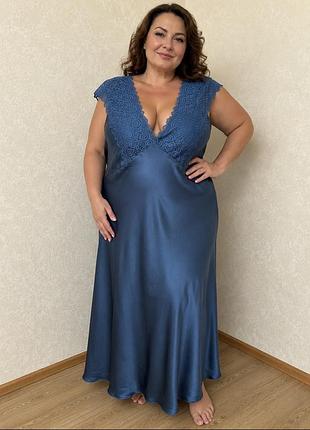 Шикарна атласна сатинова нічна сорочка ночнушка