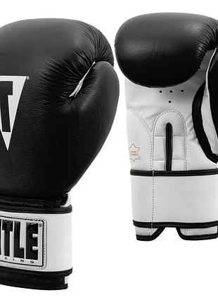Боксерські рукавиці title premier leather black/white m 12 oz.