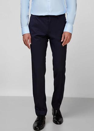 Брюки мужские классические шерстяные hugo boss тонкие темно - синие брюки новые 100% шерсть 48 / 52