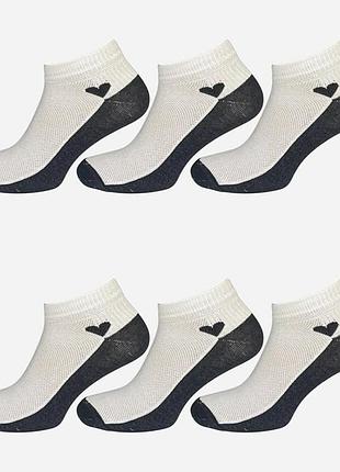 Набір жіночих шкарпеток коротких бавовняних лео grey heart 36-40 сітка 6 пар білий/сірий