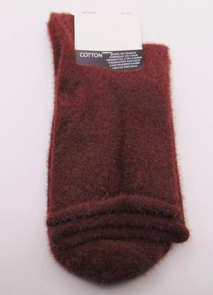 Виоські пухнасті шкарпетки без гумки 37-41 коричневі cotton 015