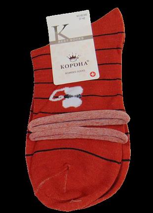 Шкарпетки без гумки кішечка корона 2345 37-42 жовтогарячі