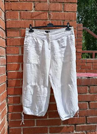 Лёгкие белые льняные бриджи / капри h&m — размер eur 40 (m/l)